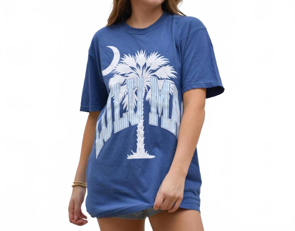 NEW GIRLIE GIRL lulu mac palmetto moon comfort colors tee in china blue